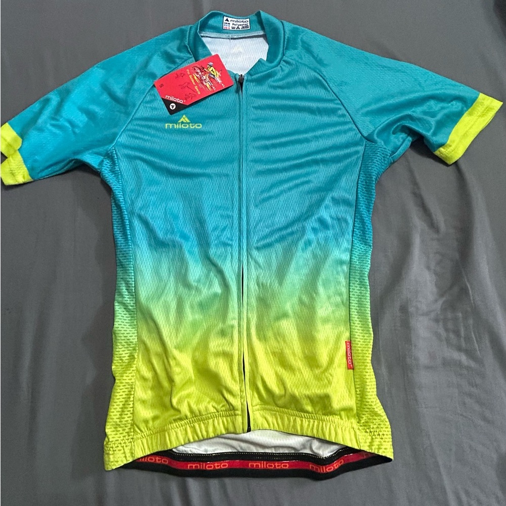 NWT Miloto Cycling Jersey Mens Sz S Full Zip Multicolor Graphic Cycling Shirt